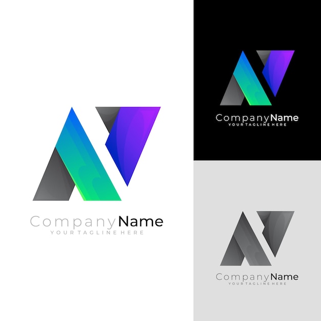 Logotipo de la letra N con diseño moderno vector 3d colorido