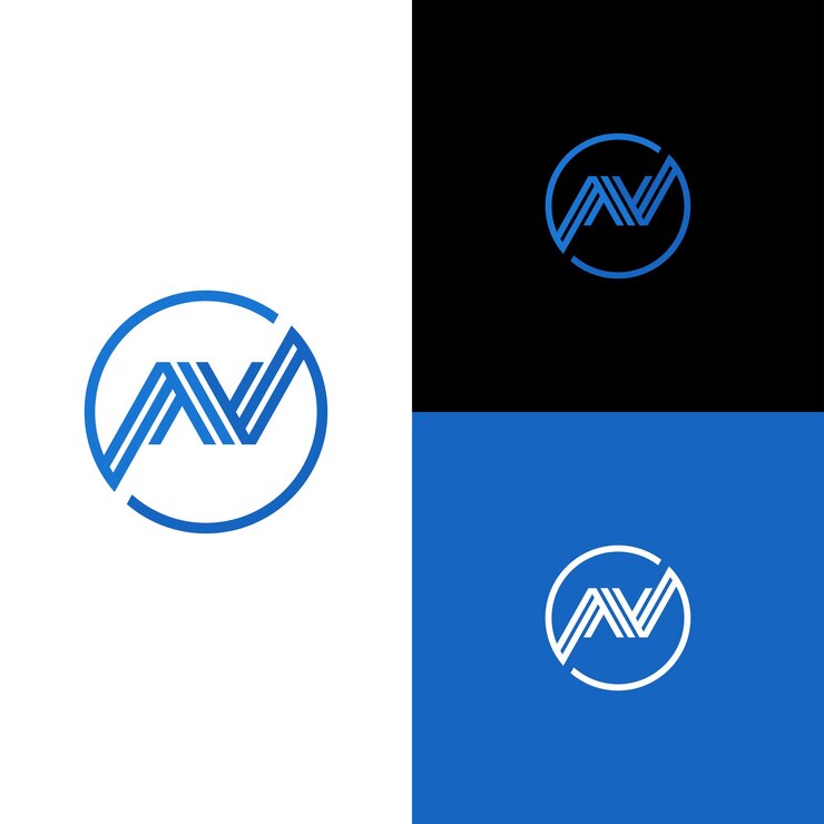 Vector logotipo de letra n inicial, forma circular moderna