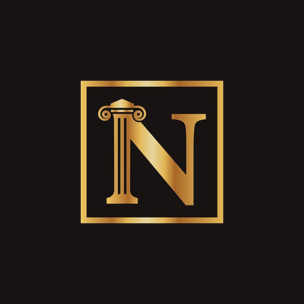 Logotipo de la letra n de la ley de abogados con plantilla vectorial rectangular moderna creativa diseño de logotipo de la letra n de negocios de la ley