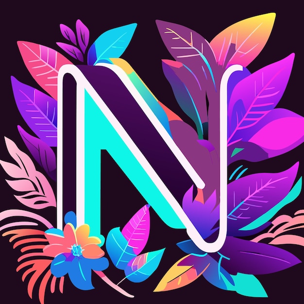 Logotipo de la letra n y logotipo de la flor plana n