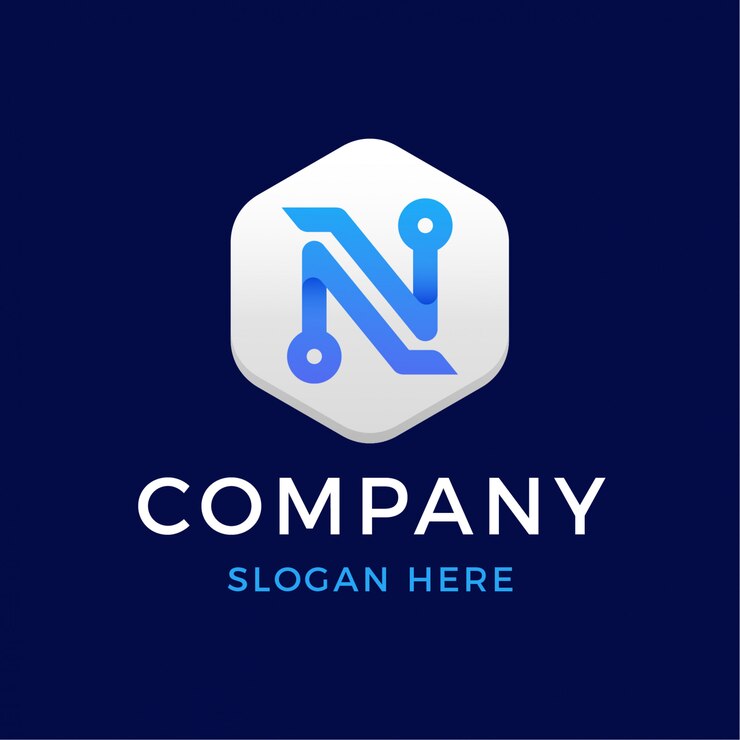 Logotipo de letra n moderna tecnología digital