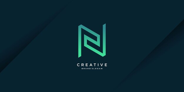 Logotipo de la letra N del monograma con concepto moderno creativo y estilo degradado parte 7