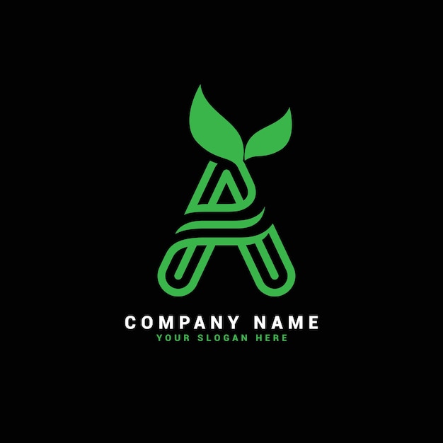 Un logotipo de letra natural, un logotipo de letra con hojas, eco, botánico