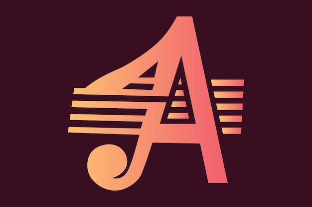 Vector un logotipo de letra con una nota musical que representa la armonía y el ritmo