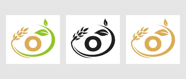 Logotipo de la letra O Agricultura. Logotipo de agricultura y ganadería