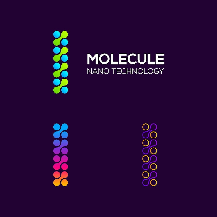Vector logotipo de la letra o con puntos y molécula de concepto de curva e innovación para la empresa science laboratory