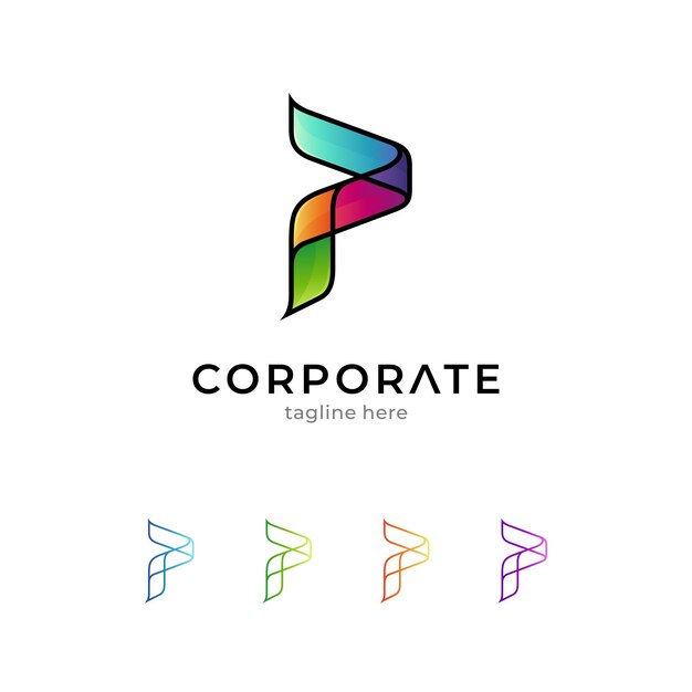 Logotipo de la letra P colorido aislado en blanco