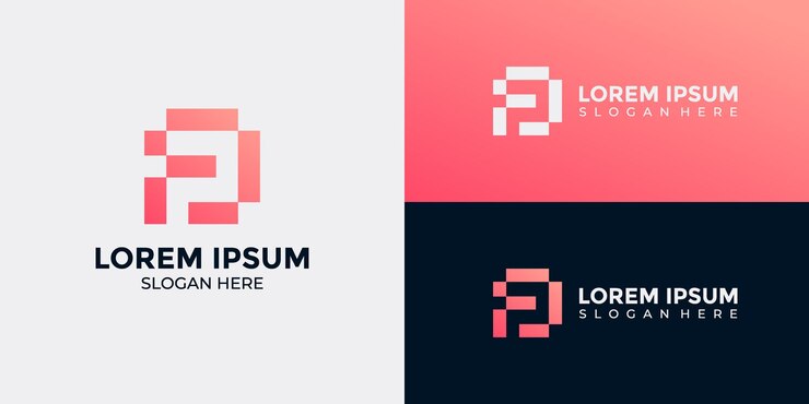 Vector logotipo de la letra p de estilo tecnológico