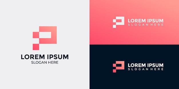 logotipo de la letra P de estilo tecnológico
