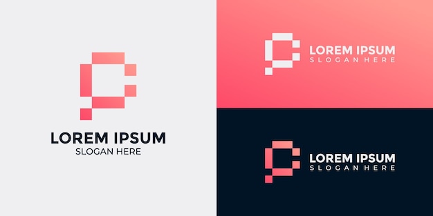 logotipo de la letra P de estilo tecnológico