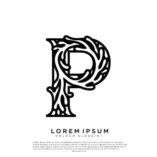 El logotipo de la letra P floral