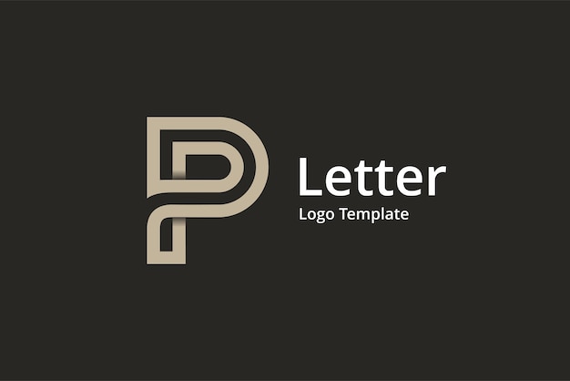 Logotipo de la letra p del monograma con diseño de una sola línea