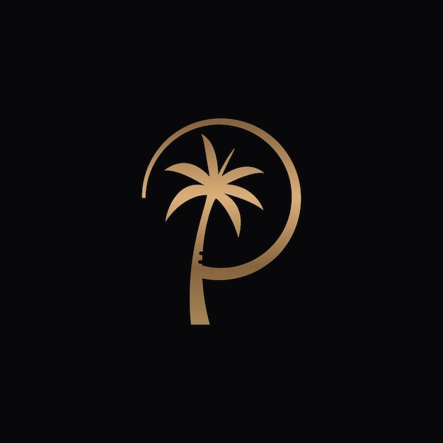 Logotipo de letra P con palmera.