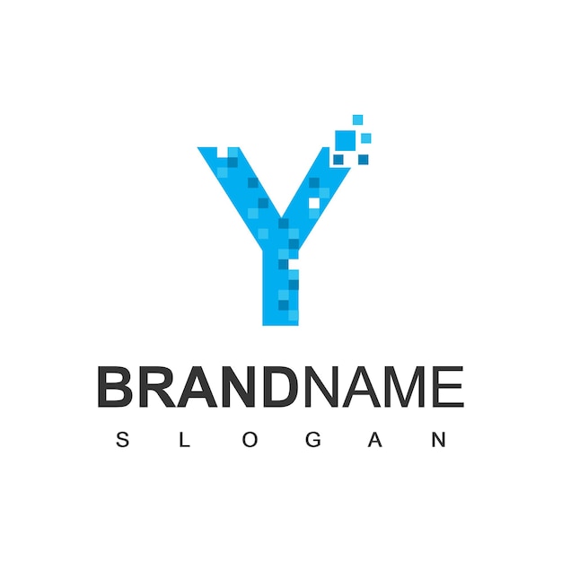 Logotipo de letra Y Pixel