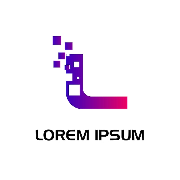 Vector logotipo de letra pixelada l