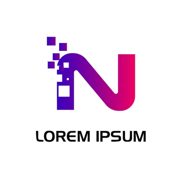 Logotipo de letra pixelada N