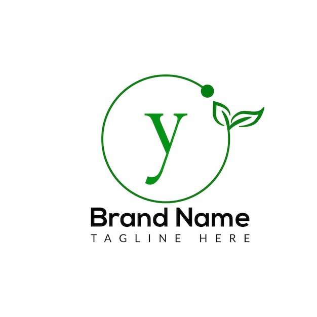 Logotipo en la letra Y plantilla Eco En la letra Y inicial Eco hoja naturaleza signo verde concepto