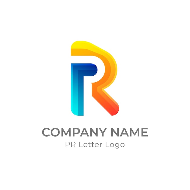 Logotipo de la letra PR con estilo abstracto