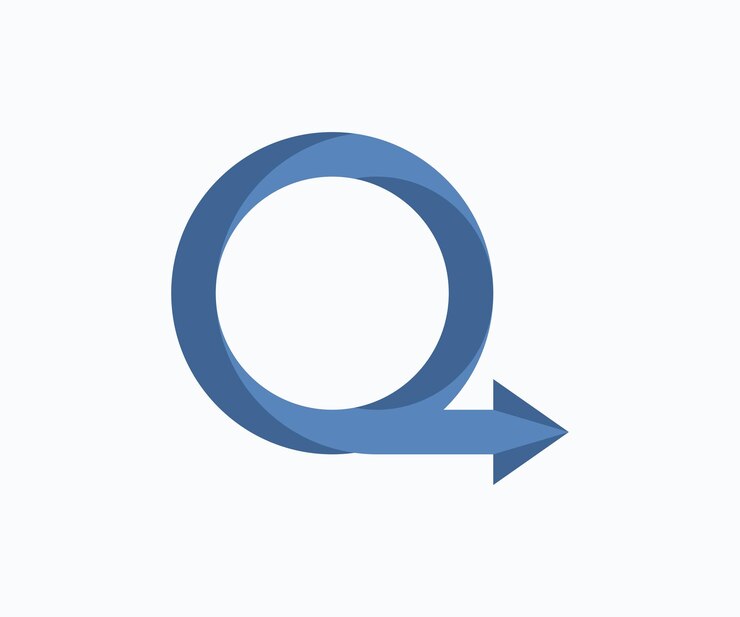 Logotipo de la letra Q concepto rápido con signo de flecha