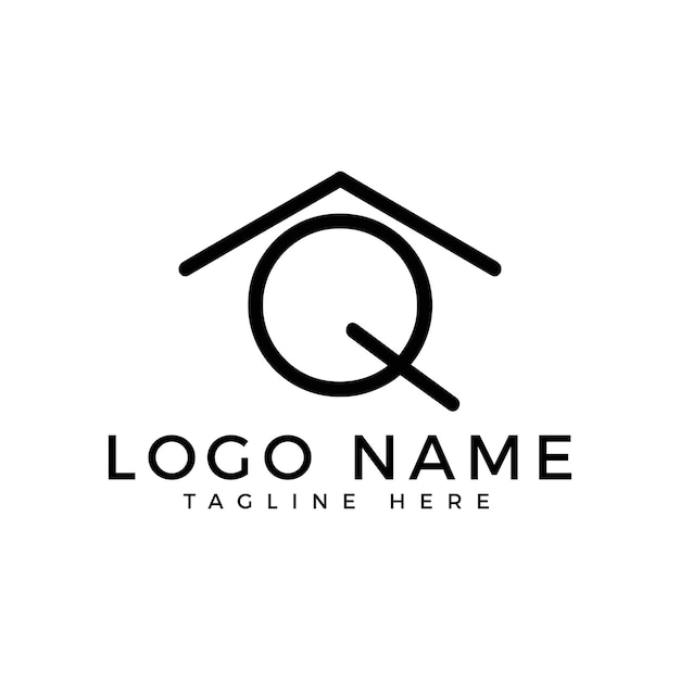 El logotipo de la letra Q minimalista simple incorpora el edificio