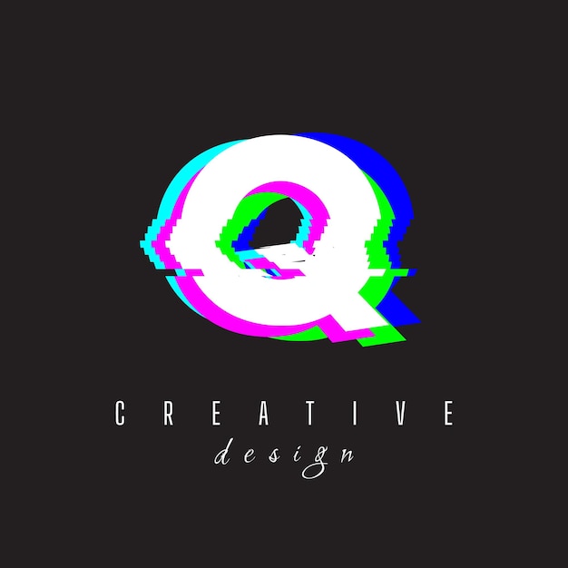El logotipo de la letra Q del texto RGB sin logotipo de señal
