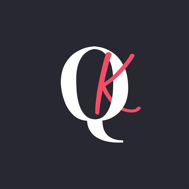 Logotipo de la letra QK perfectamente mezclado Iniciales Diseño del logotipo de la carta QK