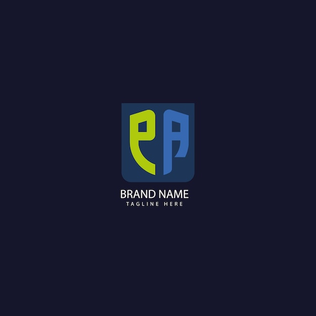 Un logotipo de letra que es azul y amarillo.