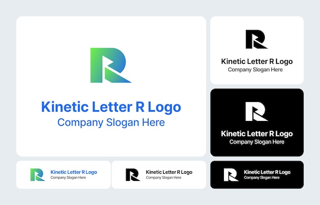Logotipo de la letra R cinética con diseño de flecha para la identidad de la marca
