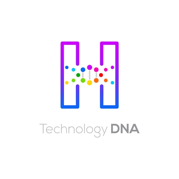 Vector logotipo de la letra r con el concepto de adn de biotecnología para la empresa de negocios medicine science laboratory