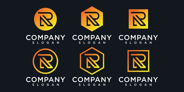 Logotipo de la letra r con concepto de consultoría financiera inicial.