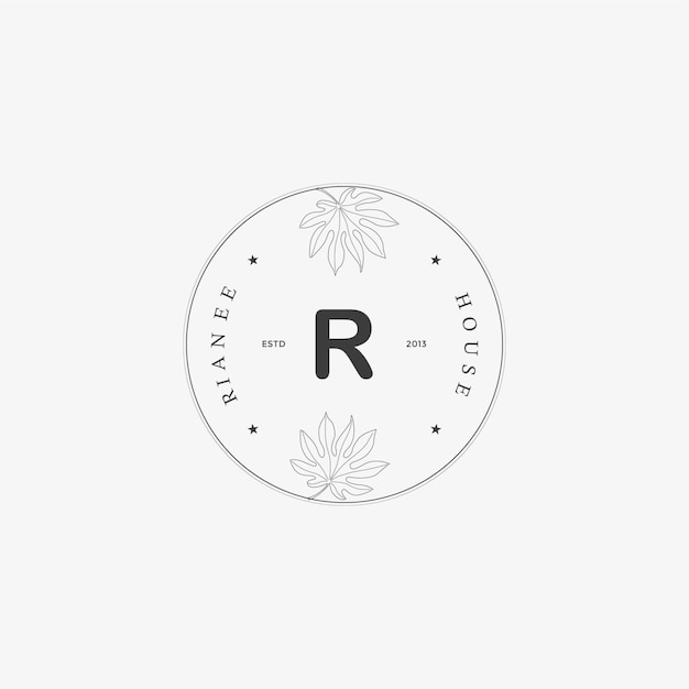 Vector logotipo de letra r con concepto floral creativo para empresa negocio belleza bienes raíces vector premium