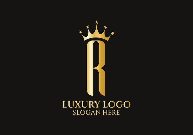 Logotipo de la letra R Crown para un símbolo elegante y lujoso