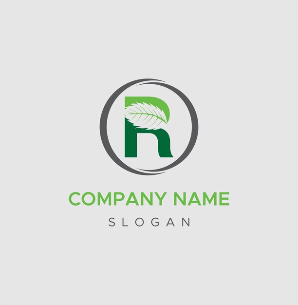 Logotipo de la letra R y de la hoja