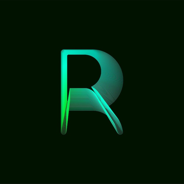 El logotipo de la letra R holográfico