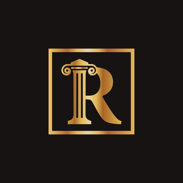 Logotipo de la letra r de la ley de abogados con plantilla vectorial rectangular moderna creativa diseño de logotipo de la letra r de negocios de la ley