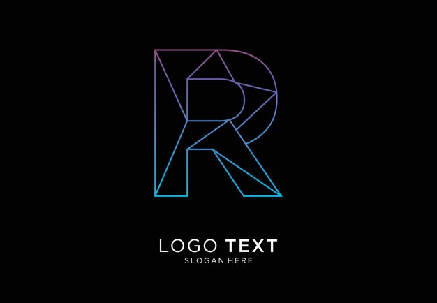 Logotipo de letra R líneas irregulares tecnología de color degradado