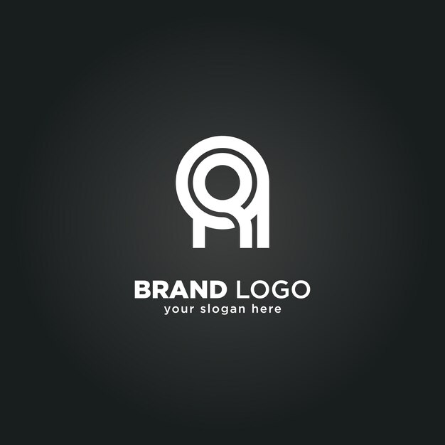 Logotipo de la letra R y el monograma Q con fondo negro