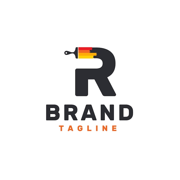 Logotipo de la letra R con pincel Alfabeto R con diseño de logotipo de pincel