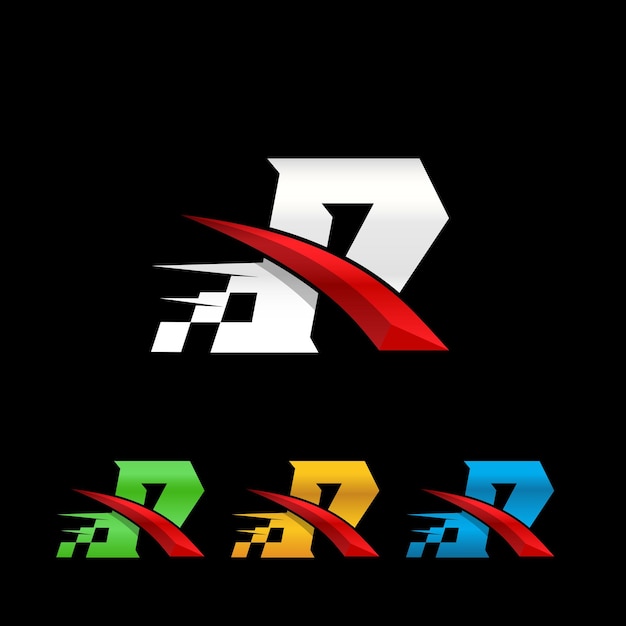 Logotipo de letra R Plantilla de logotipo de empresa de carreras y automoción