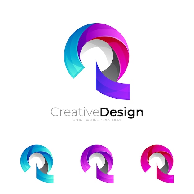 Logotipo de la letra r del símbolo con estilo moderno y colorido 3d