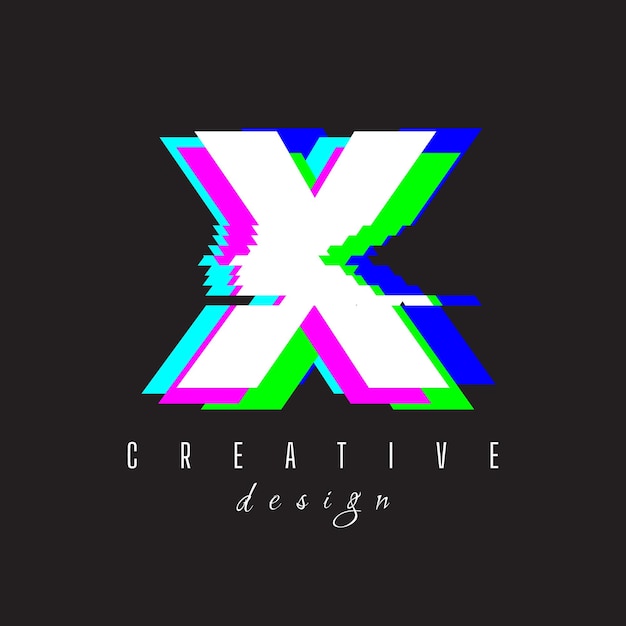 Logotipo de letra RGB con texto X sin logotipo de señal
