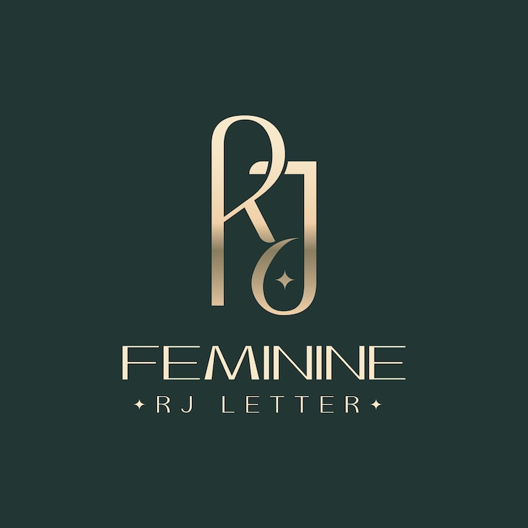 Vector logotipo de la letra rj de lujo femenino