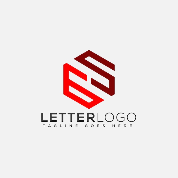 Vector un logotipo de letra rojo y negro con forma de hexágono.