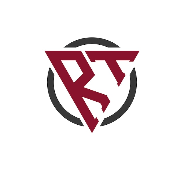 Logotipo de letra RT Monograma en diseño de triángulo en negrita con fondo circular Profesional Logotipo de carta RT Perfecto para el concepto de marca de negocios modernos y emblema elegante