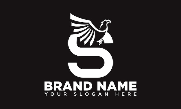 logotipo de letra s con águila voladora Icono de letra S o diseño de aplicación