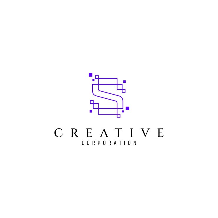 Vector logotipo de la letra s con combinación de tecnología de píxeles en estilo de diseño de arte de línea