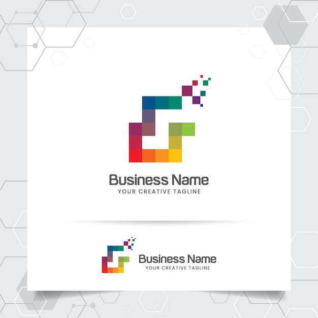 Logotipo de la letra S digital en estilo de píxel triángulo moderno Letra S colorida con mosaico y geométrica
