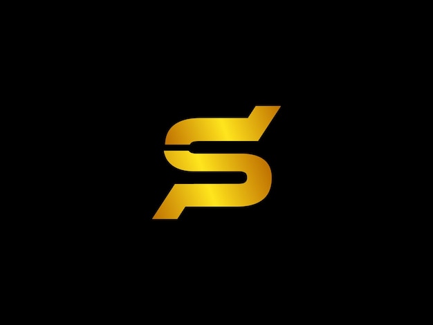 Un logotipo de letra s con letras doradas sobre un fondo negro