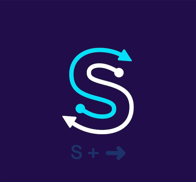 Logotipo de la letra S lineal. Logotipo único. Carta abstracta objetivo de flecha giratoria simple