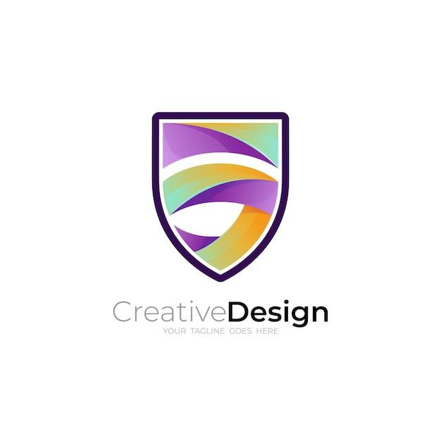 Logotipo de letra S con plantilla de icono de seguridad de diseño de escudo
